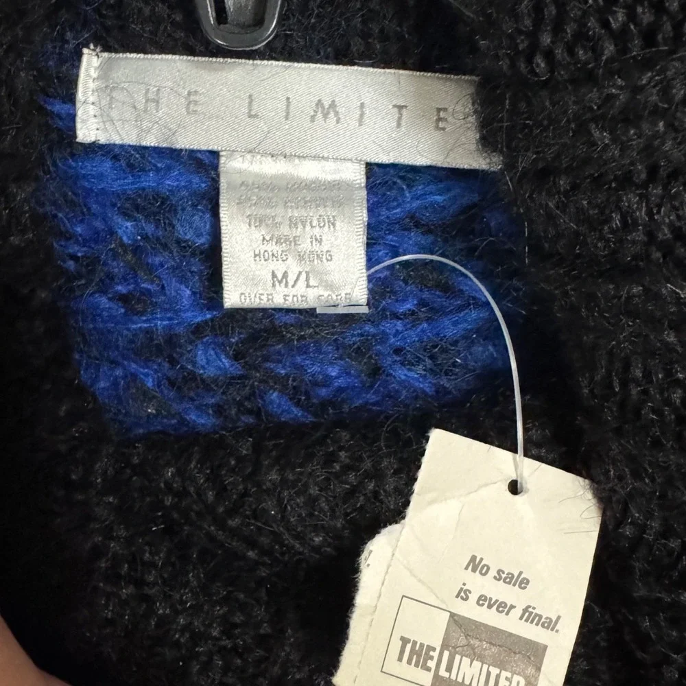 NWT Vintage Fuzzy Mohair Turtleneck Sweater M L Bold Colorblock‎ Plaid Graphic